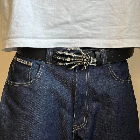 y2k 2000s vintage style skeleton grunge goth emo black belt - Picture 2 of 8